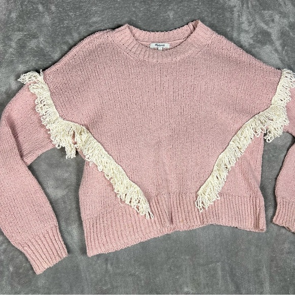 Madewell Sweater Womens Small Montford Fringe Pullover Crewneck Boho Feminine - Picture 6 of 9